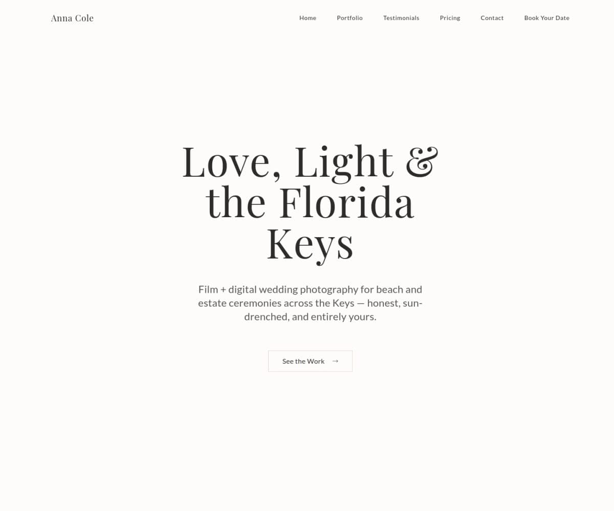 Anna Cole Photography — site preview